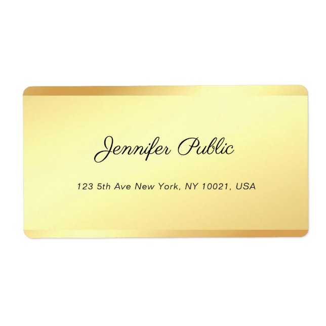 Modern Calligraphy Script Text Elegant Gold Look Label (Front)