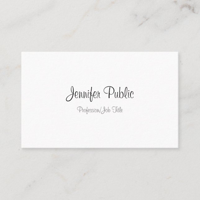 Modern Calligraphy Script Text Minimalist Template Business Card (Front)