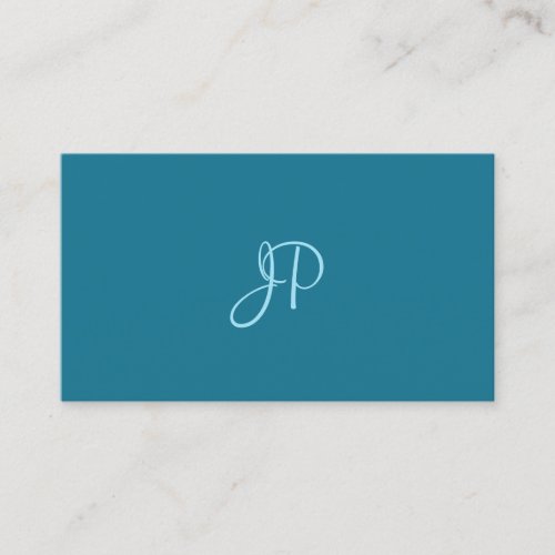 Modern Calligraphy Script Turquoise Plain Trendy Business Card