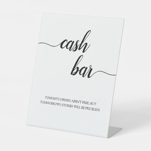 Modern Calligraphy Script Wedding Cash Bar Sign