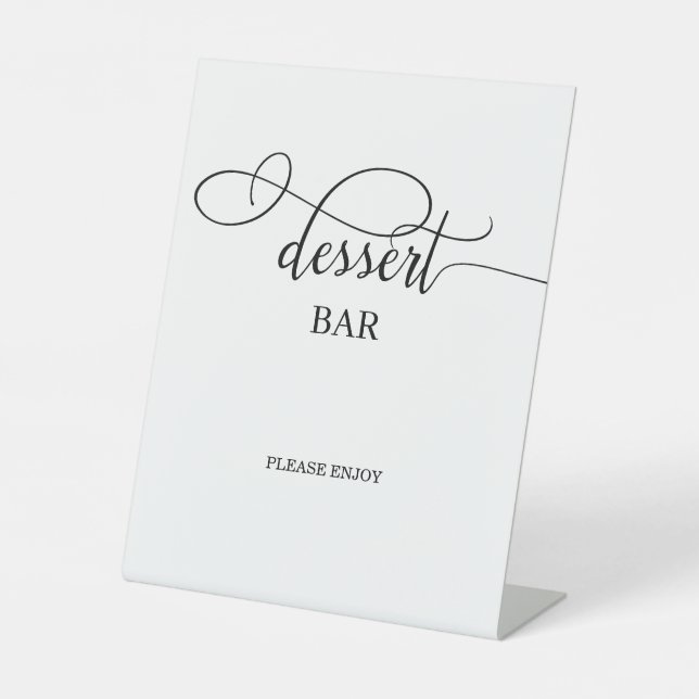 Modern Calligraphy Script Wedding Dessert Bar Pedestal Sign (Front)