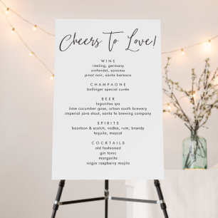 Modern Calligraphy Script Wedding Drinks Menu Foam Board