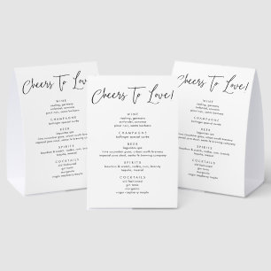 Modern Calligraphy Script Wedding Drinks Menu Paper Table Tent