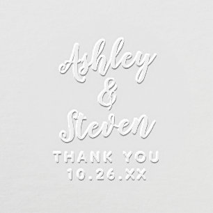 Modern Calligraphy Script Wedding Favor Thank You Embosser