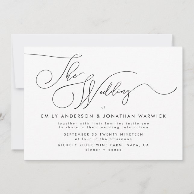 Modern Calligraphy Script Wedding Invitation (Front)