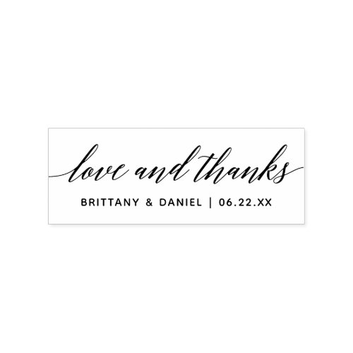 Modern Calligraphy Script Wedding Love and Thanks Rubber Stamp