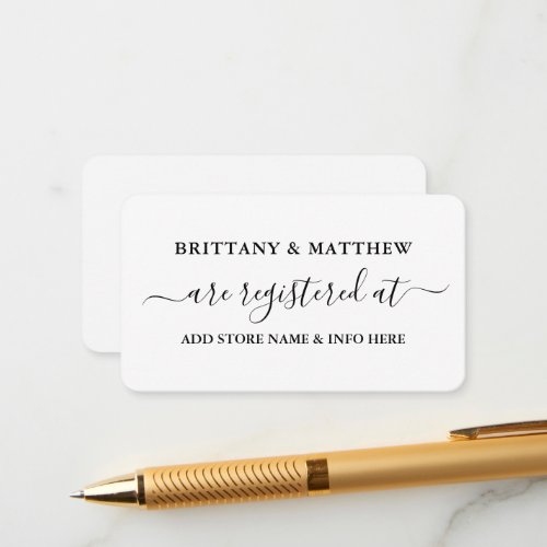 Modern Calligraphy Script Wedding Registry  Enclosure Card