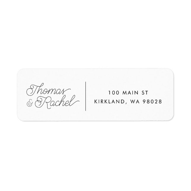 Modern Calligraphy Script Wedding Return Address  Label (Front)