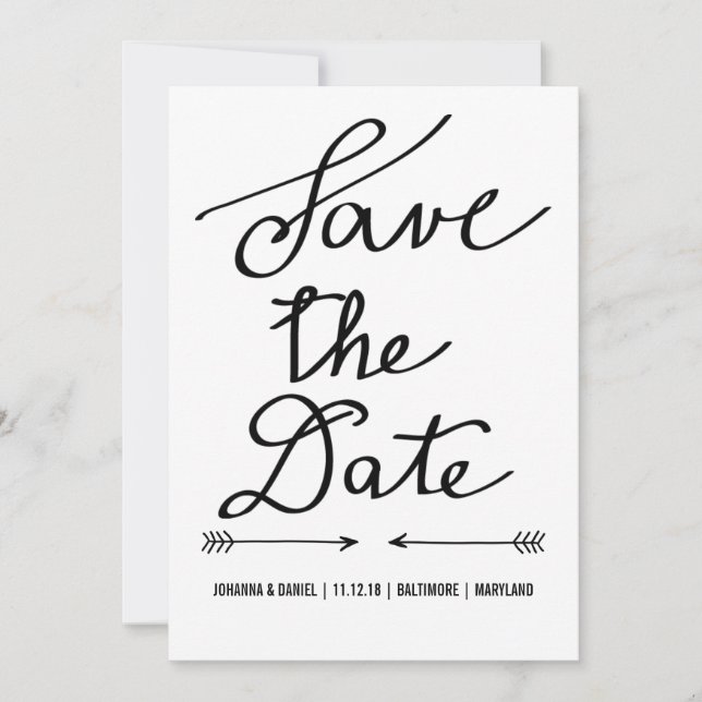Modern Calligraphy Script Wedding Save The Date (Front)