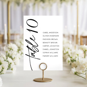 Modern Calligraphy Script Wedding Seating Chart Table Number