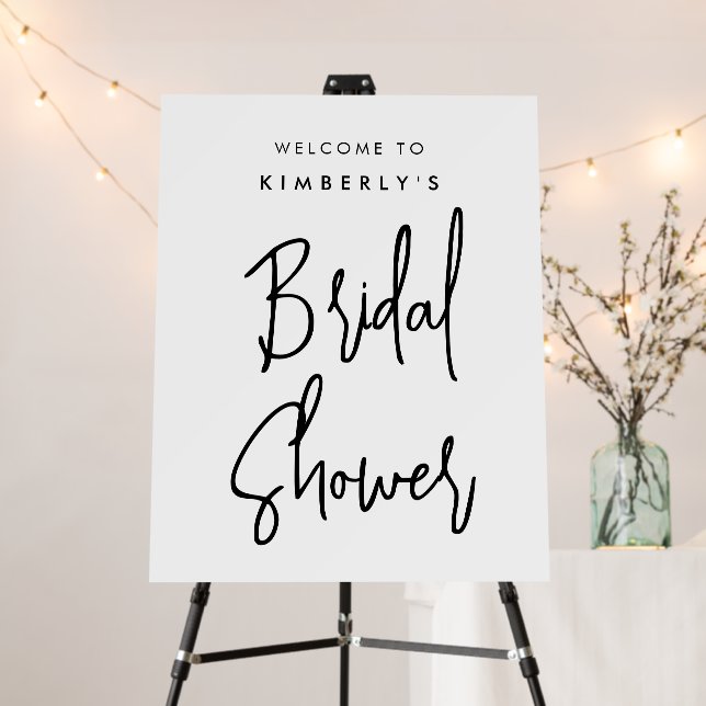 Modern Calligraphy Script Welcome Bridal Shower Foam Board (In Situ (Stand))