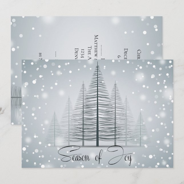 Modern Calligraphy Season of Joy Winter Trees Invitation (Front/Back)