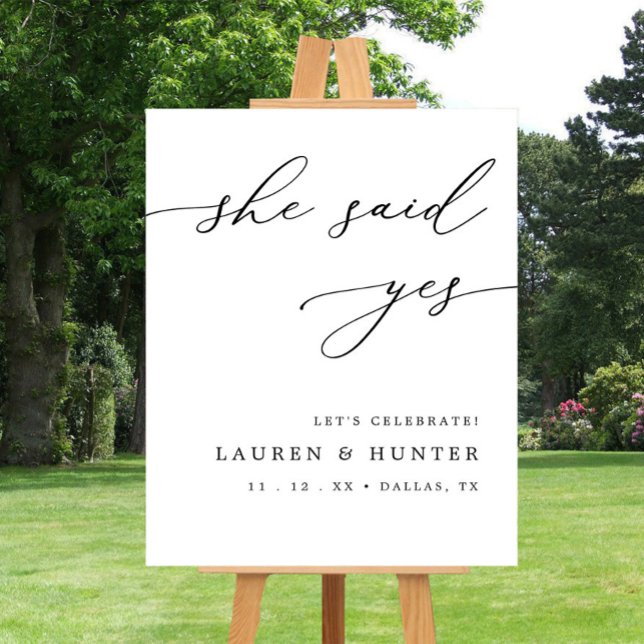 Modern Calligraphy She Said Yes Engagement Sign (Creator Uploaded)