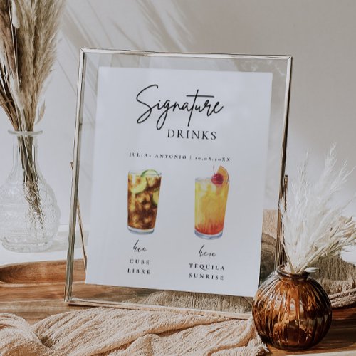 Modern Calligraphy Signature Drink Wedding Bar Poster