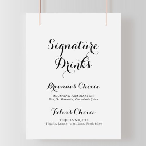 Modern Calligraphy Signature Drinks Sign