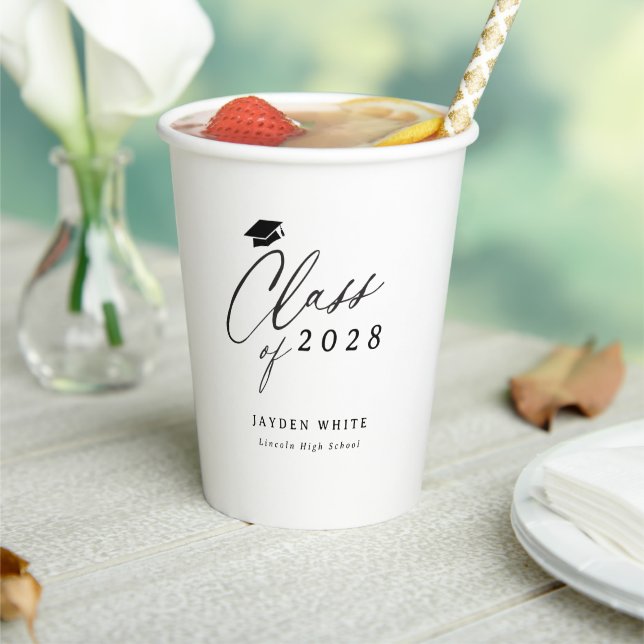 Modern Calligraphy Simple Class of 2025 Graduate Paper Cups (Insitu)