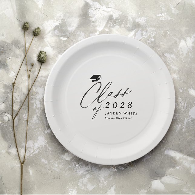 Modern Calligraphy Simple Class of 2025 Graduate Paper Plates (Modern Calligraphy Simple Class of 2025 Graduate Paper Plates)