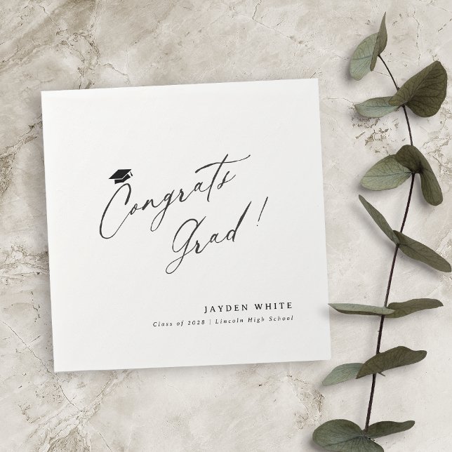 Modern Calligraphy Simple Congrats Graduate Napkins (Modern Calligraphy Simple Congrats Graduate Napkins)