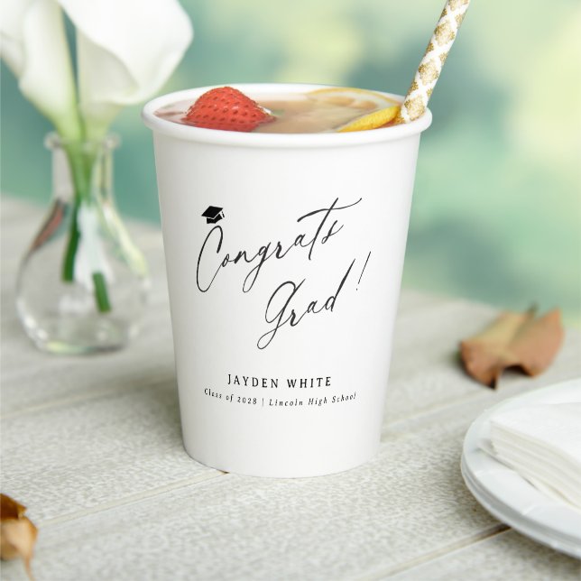 Modern Calligraphy Simple Congrats Graduate Paper Cups (Insitu)