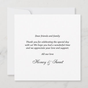 Modern Calligraphy Simple Custom Wedding Thank You Card