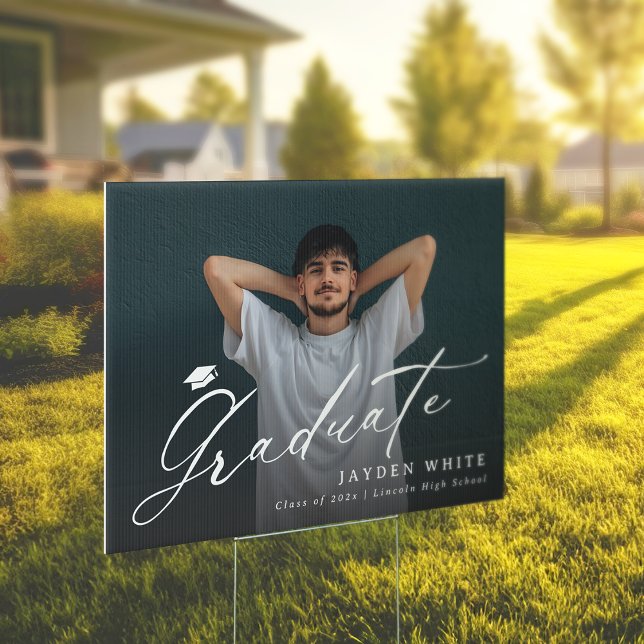 Modern Calligraphy Simple Photo Graduation Sign (Modern Calligraphy Simple Photo Graduation Sign)