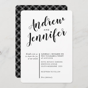 MODERN CALLIGRAPHY simple wedding black white Invitation