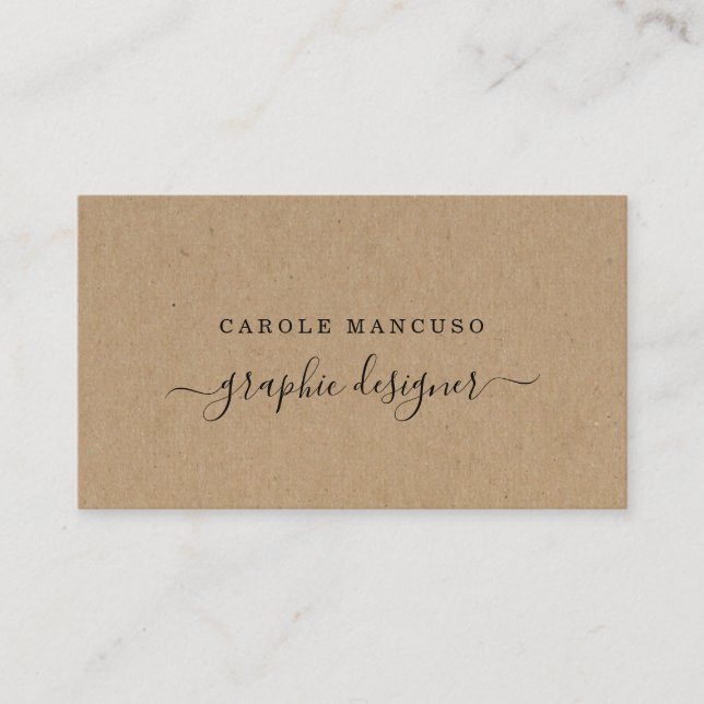 Modern Calligraphy - Simply Right Kraft Paper Business Card (Front)