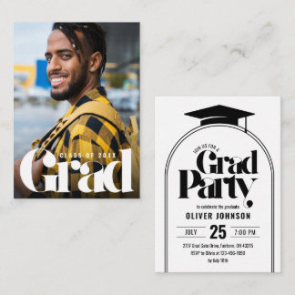 Modern Calligraphy Small Photo Graduation Party  Enclosure Card
