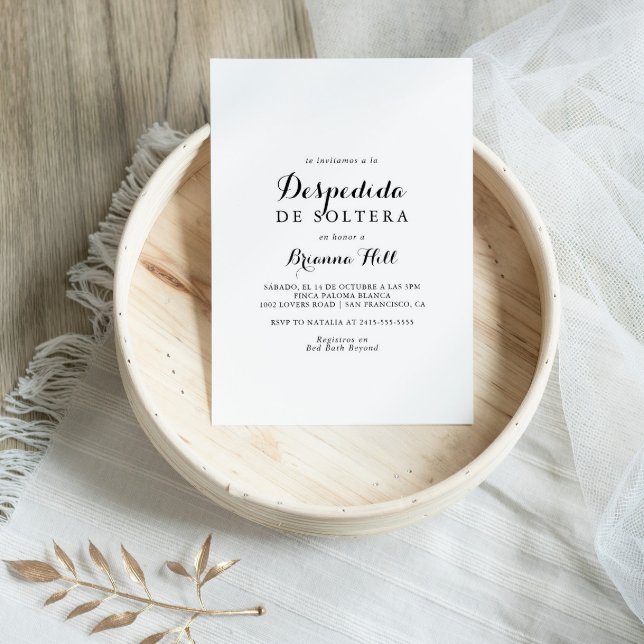 Modern Calligraphy Spanish Bridal Shower Invitation