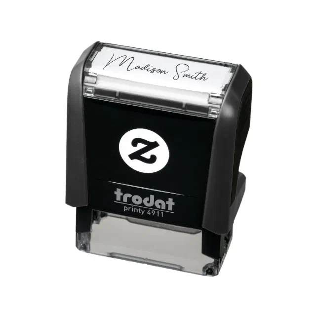 Modern Ink Stamp Design Modern Calligraphy Stylish Signature Self-inking Stamp | Zazzle