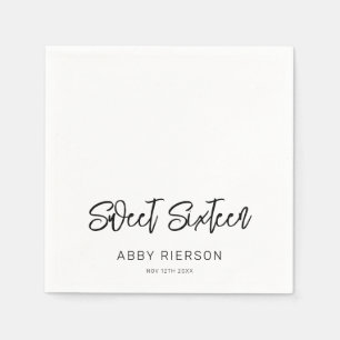 Modern Calligraphy Sweet Sixteen Custom Name Napkins