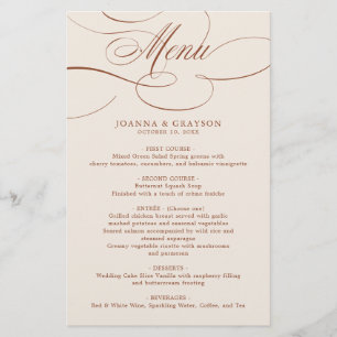 Modern Calligraphy Terracotta boho wedding Menu