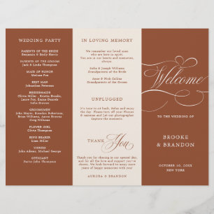 Modern Calligraphy Terracotta Boho Wedding Program