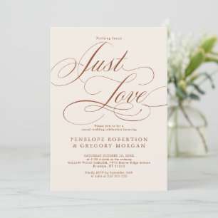 Modern Calligraphy Terracotta just love wedding Invitation