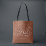 Modern calligraphy Terracotta Mother of the Bride Tote Bag<br><div class="desc">A timeless and elegant mother of the bride gift tote bag featuring refined calligraphy script on a classic background,  perfect for a formal and sophisticated wedding celebration. For customization or additional products featuring this design,  please feel free to contact me.</div>