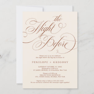 Modern calligraphy terracotta the night before invitation