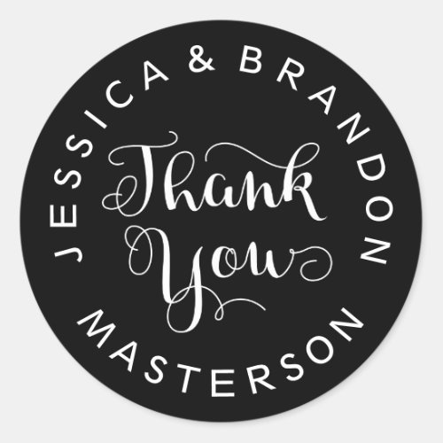 Modern Calligraphy Thank You Classic Round Sticker