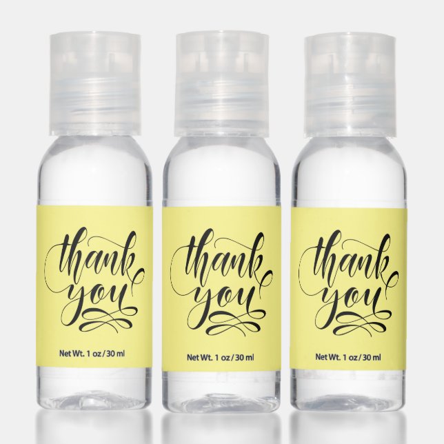 Modern Calligraphy Thank You Lemon Yellow Hand Sanitizer (Set)