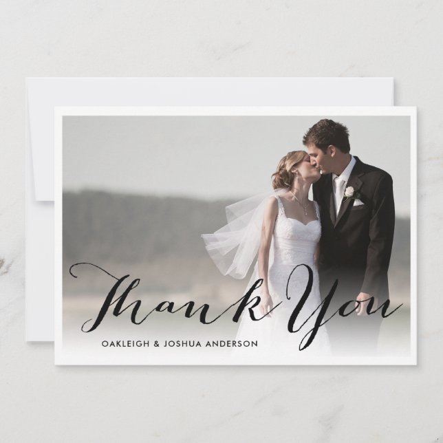 Modern Calligraphy Thank You Photo Card (Front)