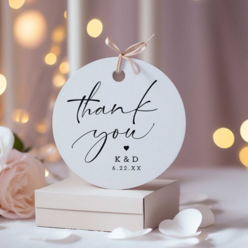 Modern Calligraphy Thank You Wedding Favor Tags