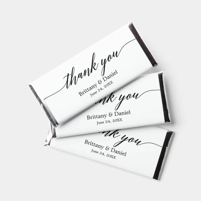 Modern Calligraphy Thank You Wedding Hershey Bar Favors (Front)