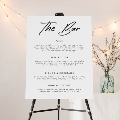 Modern Calligraphy The Bar Cocktail Drinks Wedding Foam Board