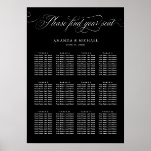 Modern calligraphy timeless black Seating Chart
