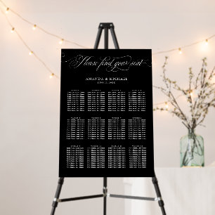 Modern calligraphy timeless black seating chart foam board