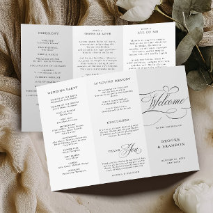 Modern calligraphy timeless black wedding Program