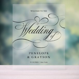 Modern calligraphy timeless black  Wedding Welcome Acrylic Sign