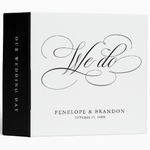 Modern calligraphy timeless black & white wedding 3 ring binder