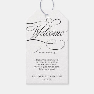 Modern calligraphy timeless Black & white wedding Gift Tags
