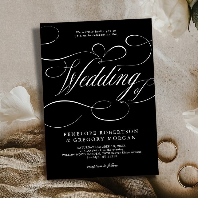 Modern calligraphy timeless Black white wedding Invitation (Modern calligraphy timeless Black white wedding Invitation)
