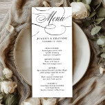 Modern calligraphy timeless black white wedding menu<br><div class="desc">A timeless and elegant wedding menu featuring refined calligraphy script on a classic background,  perfect for a formal and sophisticated wedding celebration. For customization or additional products featuring this design,  please feel free to contact me.</div>